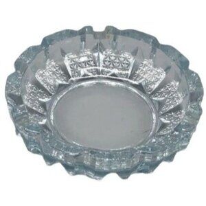 vintage glass bowl clear round ash tray 6x6x1" round circle READ